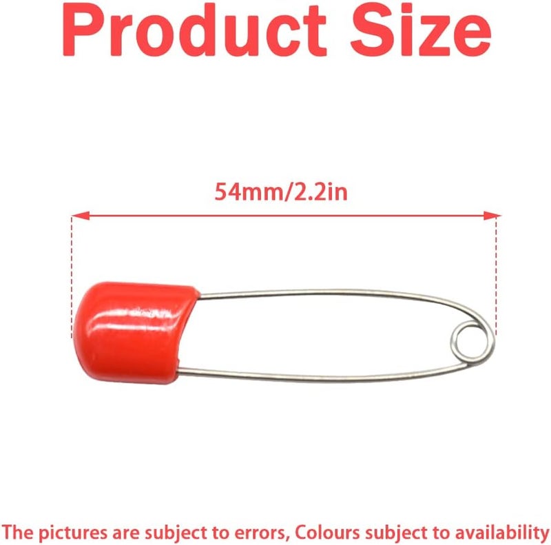 Hocansen 50 PCS Safety Pin 54mm/2.2in Baby Diaper Pins for Cloth Plastic Head Baby Pins for Diapers Stainless Steel Cloth Pins with Locking Closures Nappy Pin for Crafts（DT/Color） - Image 2